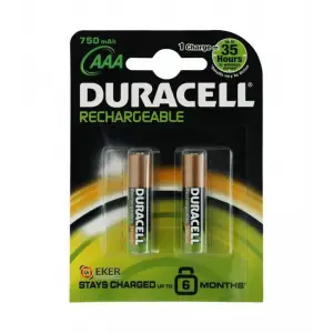 Mey İthalat® Duracell Şarjedilebilir İnce Kalem Pil 2li AAA 750 mAh