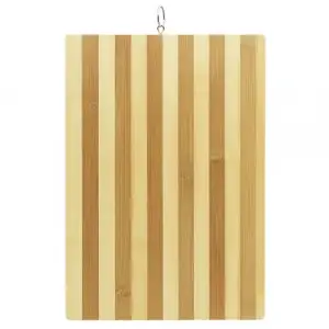 Bambu Kesme Tahtası – 26x36 cm Metal Kulp­lu Doğal Ahşap Kesim Panosu, Sebze ve Et Kesme Tahtası, Çizilmez, Hijyenik ve Dayanıklı