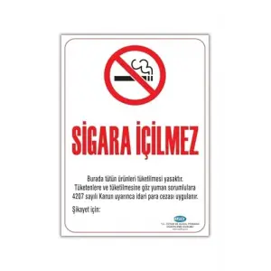 Sigara İçلmez Uyarı İkaz Levhası, Folyo Baskı, 50x70 cm