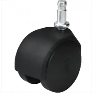 Hts 406 pimli ofis koltuğu tekerleği, 40 mm, 7 mm pim çapı, dönerli ikiz mobilya tekəri, siyah PP plastik, 4 Adet