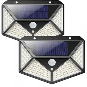 Dış mekan için solar lambalar, 270° dört taraflı aydınlatma, 2200 mAh, 100 LED güneş enerjili lamba, avlu için güneş enerjili lamba -【2 adet】, hareket sensörlü, su geçirmez, duvar lambası, bahçe
