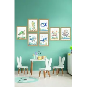 7 Parça Çerçeve Görünümlü Mdf Tablo Seti