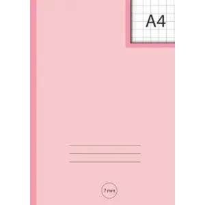 A4 7 mm Squared; Pink: Exercise Books A4 Lined, Grid Paper Notebook for Math, Science, Graph, Writing Pad 100 Pages