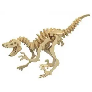 Ahşap 3D Dinazor Velociraptor Maketi Puzzle