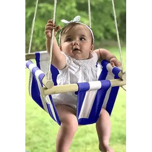 Ahşap Bebek Salıncağı (Mavi)