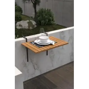 Ahşap Katlanır Balkon Masası