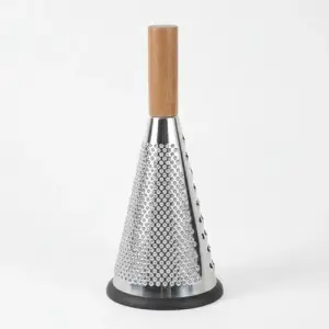 Ahşap Saplı Modern Paslanmaz Çelik Koni Rende 28 x 12 Cm