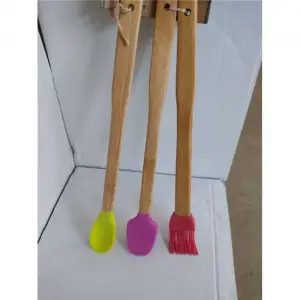 Ahşap Saplı Silikon Spatula Seti, 3lü
