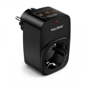 Akım Korumalı Tekli Duvar Tipi Priz, USB ve Type-C, 16A 3680W, Siyah