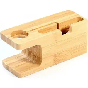 Apple Watch ve iPhone için Bambu Masaüstü Dock Şarj Standı Bambu Desen