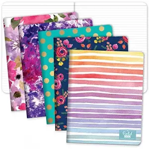 Assorted Pattern Field Memo Notebooks; 8x10 in Lined Office Notepads for Nurses, Teachers, and Students, Small and Easy to Carry Pocketbook, Quick Note Taking, 5 Pack