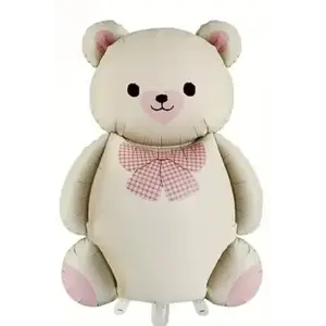 Ayıcık Teddy Folyo Balon Pembe Papyonlu