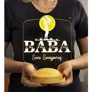 Babalar Günü Hediyesi, Baba Çocuk Figürlü İsim Yazılı LED Lamba
