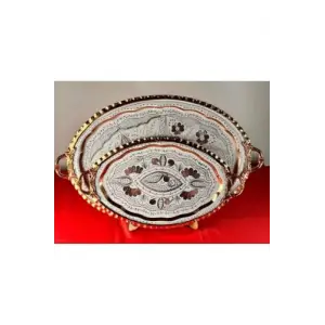 Bakır Oval Tepsi 2li karışık
