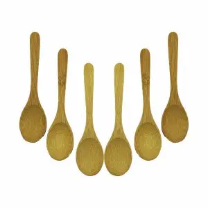 Bambu Çay Kaşığı Seti; Oval Ahşap Kaşık, Doğal Bambu Malzeme, 6 Parça