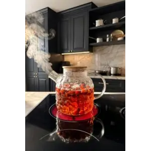 Bambu Kapaklı Cam Demlik, 1500 ml
