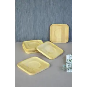 Bambu Serisi 10 cm Genişlikte Kare 6lı Çay Bardağı Altlığı