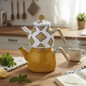 Bambum Unique Emaye Çaydanlık Hardal