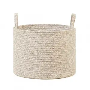 Bej Kırçıllı Pamuklu Halat Sepet 35 x 27 cm