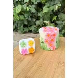 Beş Yapraklı Yonca Çiçek Dörtlü Mum Kalıbı (Silikon)