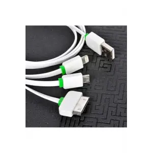 Beyaz High Speed 3 in 1 Lightning Micro Type-C USB Kablo