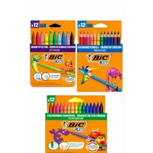 Bic 12 li kuru- pastel- keçeli 3lü Boya Kalemi seti