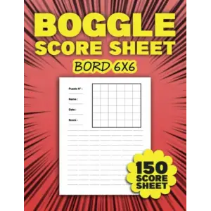Boggle Score Sheet 6x6: 150 Boggle Score Record Notebook, Letter Size.