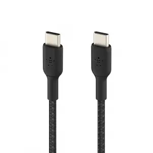 BoostCharge (0.5ft) Braided USB-C to USB-C Cable for iPhone 16, iPhone 16 Pro, iPhone 16 Pro Max, iPhone 16 Plus, iPhone 15, Galaxy S24, S23, Note10, Pixel 9, Pixel 8, iPad Pro & More - Black