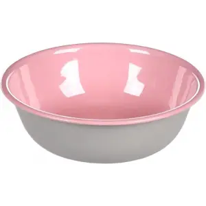 Boyalı Çelik Mama Kabı, Gri-Pembe, 450 Ml