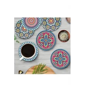 Brd-009 ahşap bardak altlığı seti, 6lı