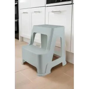 Buz gri 2 basamaklı mutfak ve banyo taburesi
