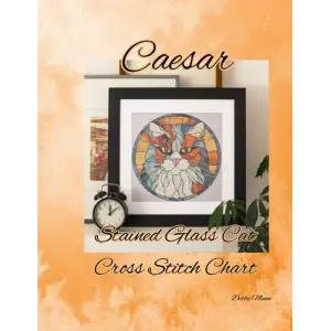 Caesar: Stained Glass Cat Cross Stitch Design