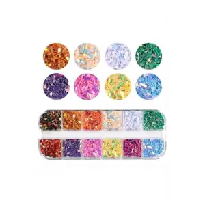 Canlı renklerde nail art tırnak süsleme pulları seti