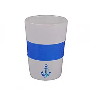 Çapa Seramik Mug Silikon Bantl Beyaz-Mavi