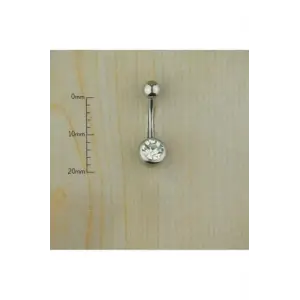 Çelik Tek Taşlı Göbek Piercing, Grii