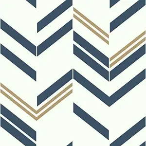 Chevron Blue Stripe Peel & Stick duvar kağıdı