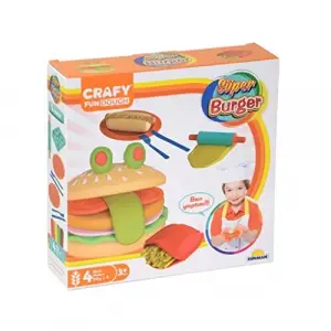 Crafy Süper Burger Oyun Hamuru Seti., 200 g, 12 Parça