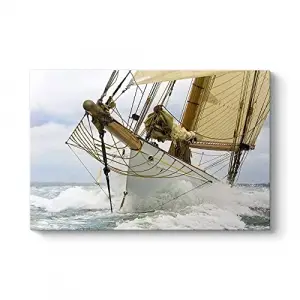 Dalgalı Denizde Yelkenli Tablosu 45 x 30