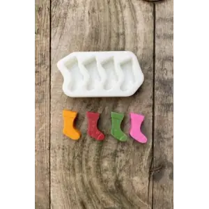 Dilek Çorabı Mini Dörtlü Mum Kalıbı (Silikon)