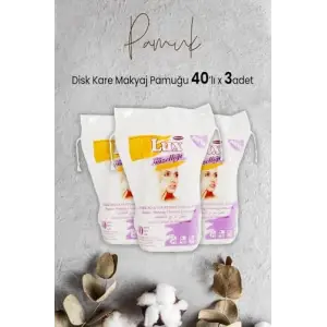 Disk Kare Makyaj Pamuğu 40 lı x 3 Adet