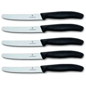 Domates bıçağı, ekmek bıçağı, sofra bıçağı seti, 5 parça, Swiss Classic (siyah)