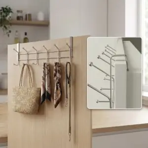 Eski Tip Dar Kulaklı Kapı Arkası Askısı, 2 Adet, Eski Tip Kapı Askısı, 12 Topçuklu, Paslanmaz Kapı Üzeri Askısı, Dar Kapı Askısı
