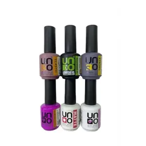 Fontenay Uno Elastic-Rubber-Strong Base Coat, Diamon Shield-Matte-S.Shine Top Coat 15Ml 6Lı Set Şeffaf