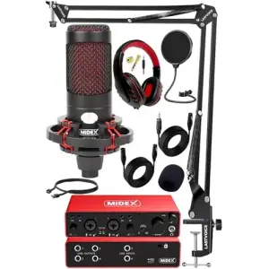 Functional Paket-2 Stüdyo Ekipmanları Mikrofon 4 Çıkış Ses Kartı Full Set