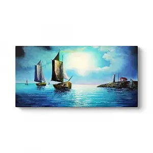 Gece Deniz Manzarası Tablosu 60 x 30