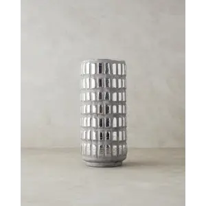Glossy Stoneware Vazo Silver