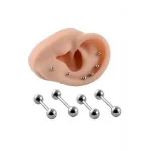 Gri Çelik Kıkırdak Piercingi, İki Tarafı Toplu