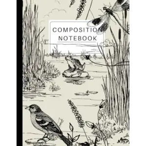 Independently published Composition notebook: Aesthetic Lilly pond, Animals and bug Illustrations