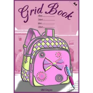 Independently published Grid Book A4 Girls Backpack: back to school, 120 pages, mathematics, ages 10 and up, girly illustrated featured interior, stationary for school kids, school book, woman, gif...