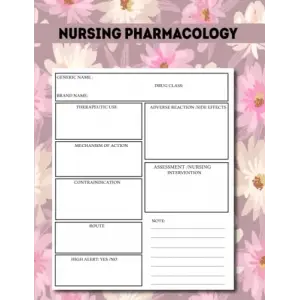 Independently published NURSING PHARMACOLOGY BLANK MEDICATION TEMPLATE NOTEBOOK :: BLANK TEMPLATE STYLE NOTEBOOK AND NOTE GUIDE FOR NURSING STUDENTS 122 Pages Paperback 8,5 x 11